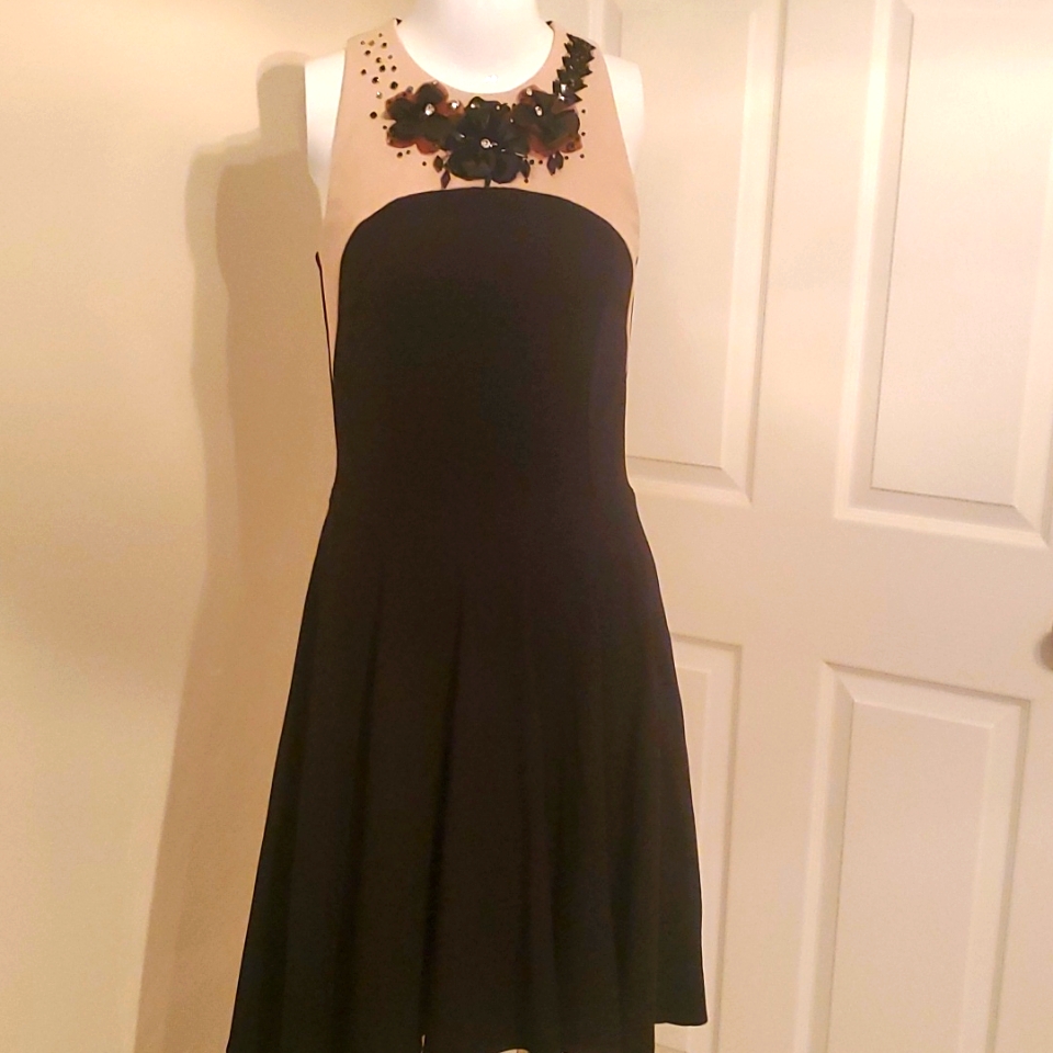 Black And Taupe Amen Italy Skater Dress - 40/6